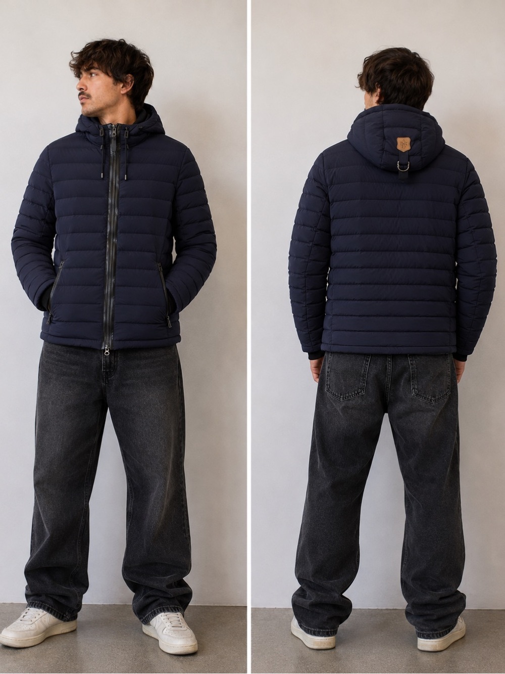 Mackage Mike Down Hooded Puffer Goose Down Jacket Size 42 - Navy Blue